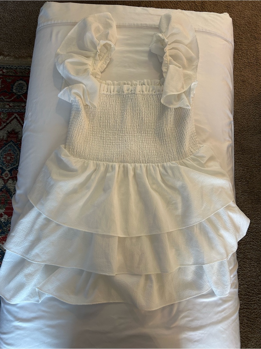 Express White Ruffle Mini Dress